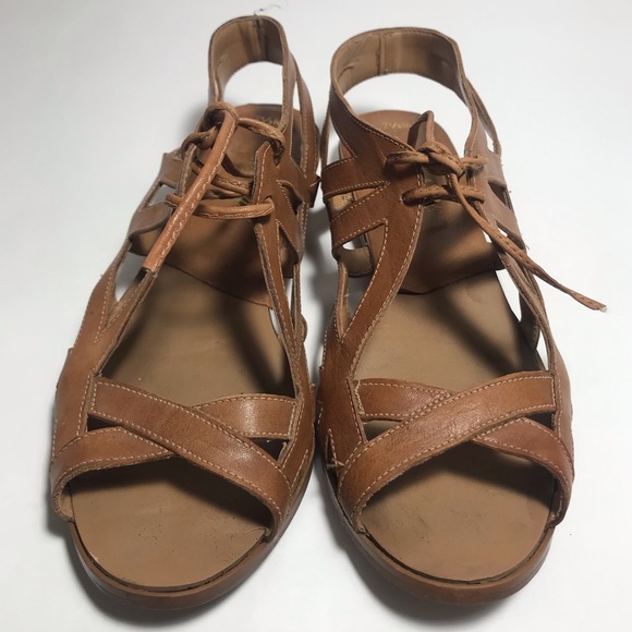 Vintage East Fifth Brown Low Wedge Gladiator Strappy Sandals Siz 7 1/2 - Picture 8 of 13